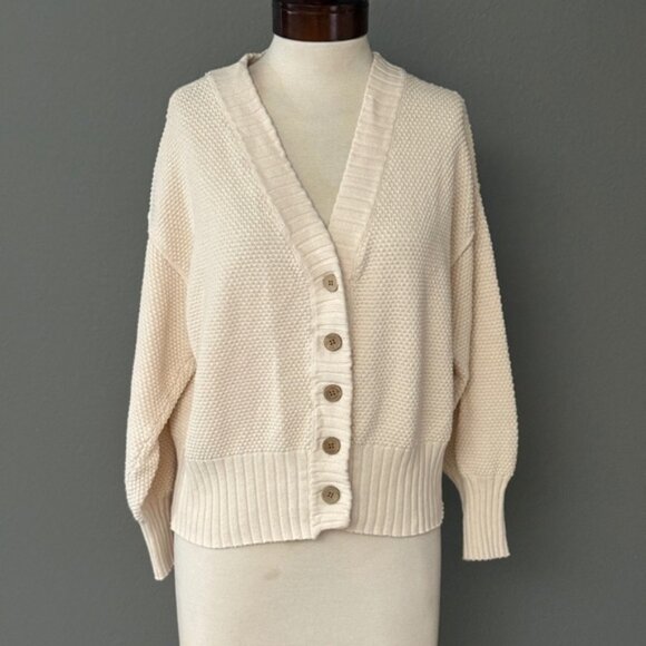 Free People Beach Cream Beige Hailee Cardigan Sweater Sz XS Button Down - Picture 1 of 8